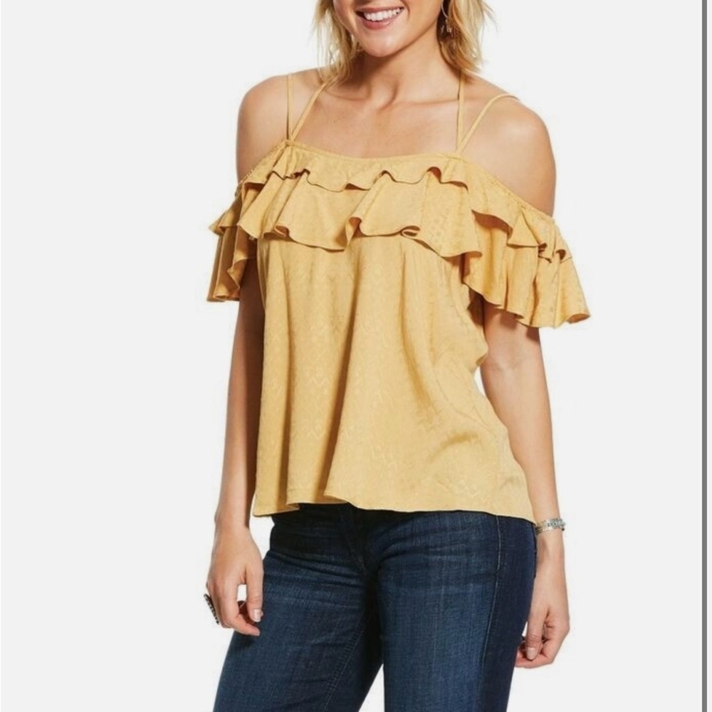 Yellow Ruffle Off-Shoulder Top